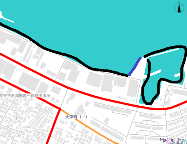 三春町岸壁(大津港新堤防)