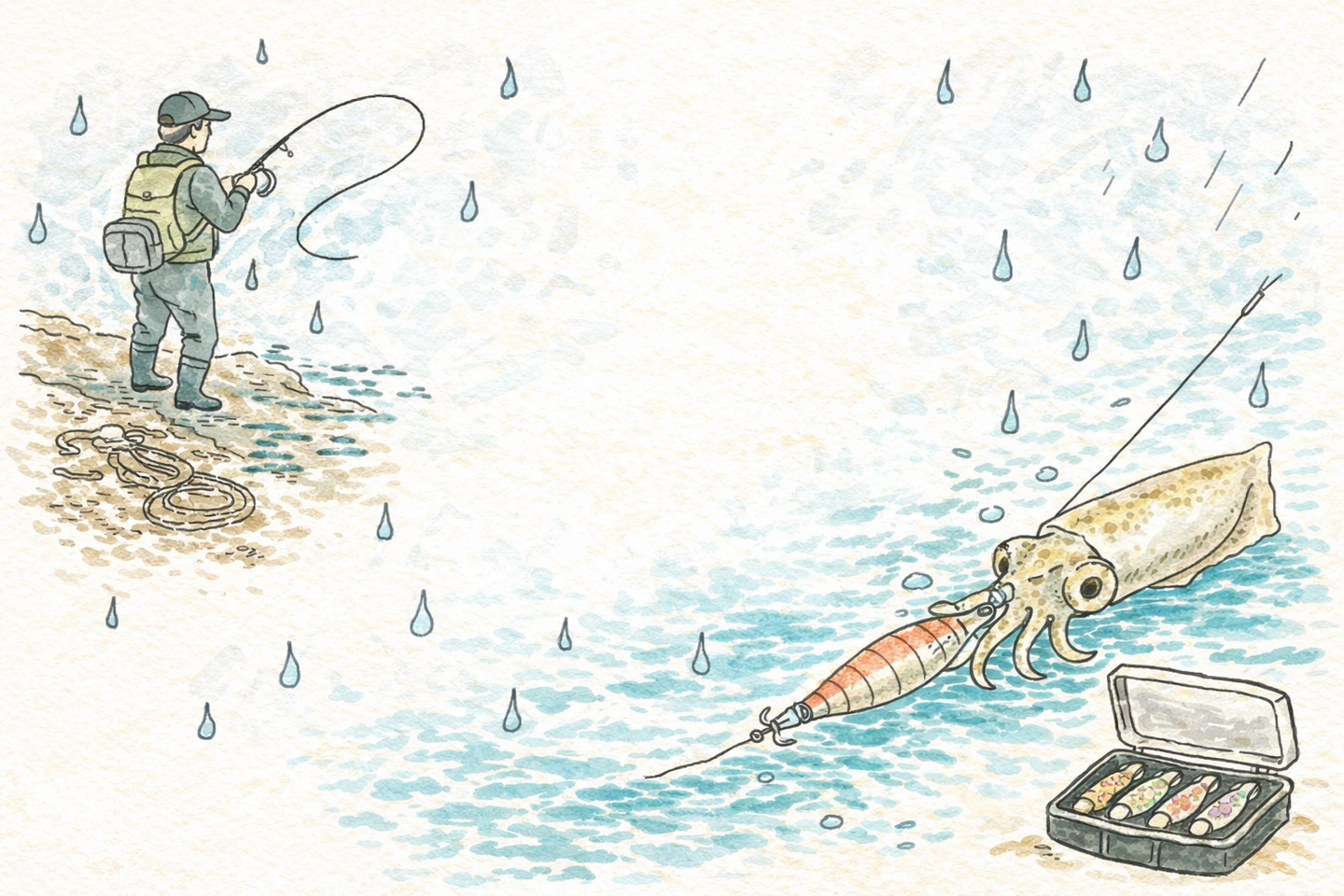 雨でイカが釣れない要素を説明