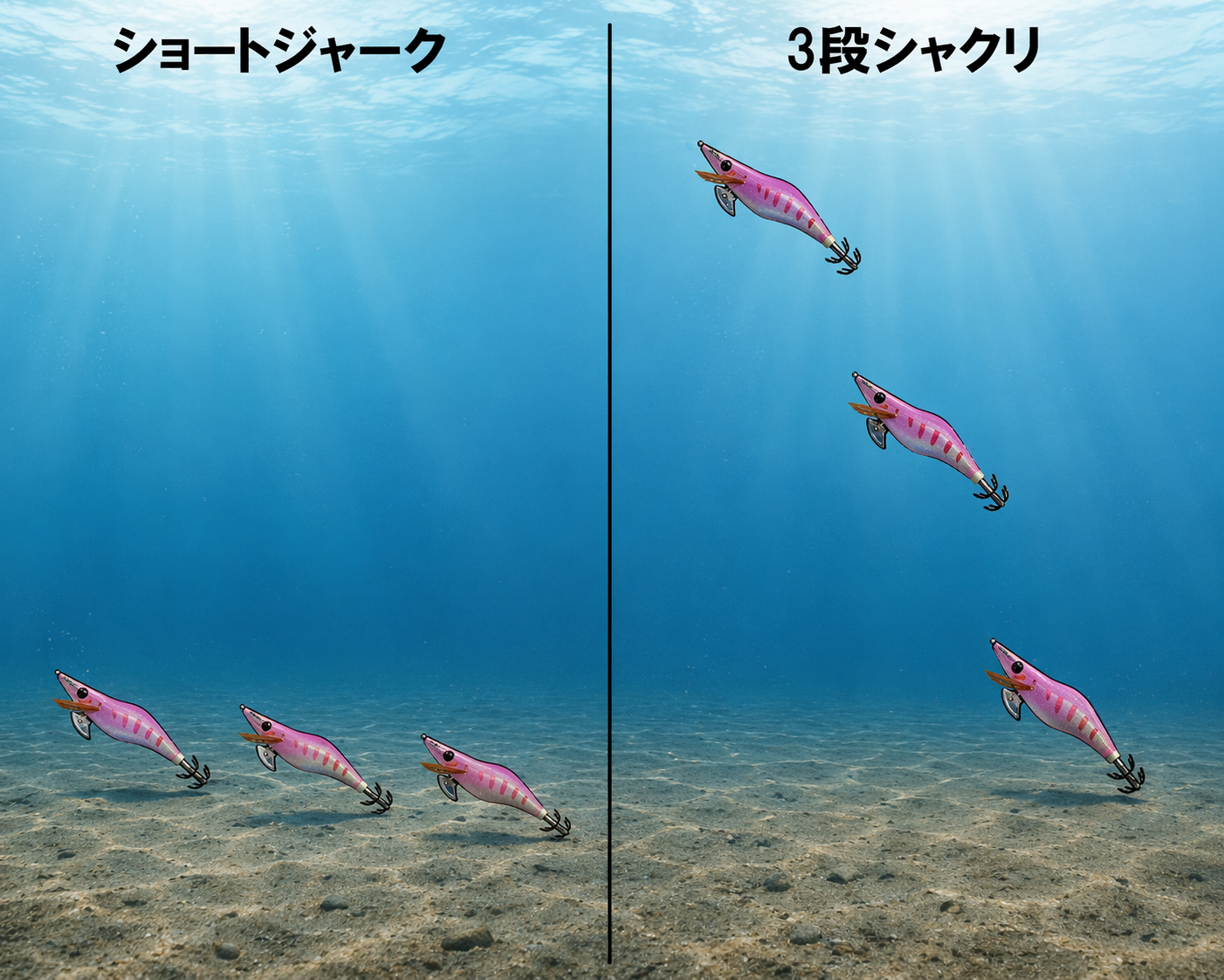 ３段シャクリとショートジャークの違いをイラストで説明