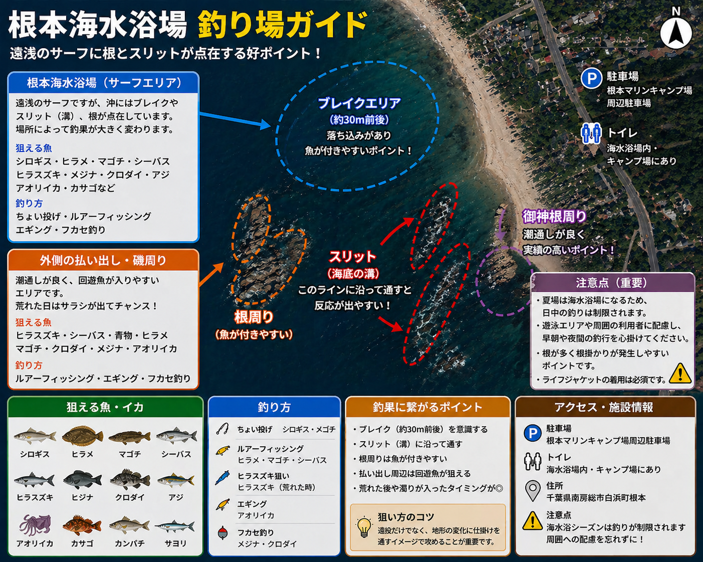 根本海水浴場の釣り方