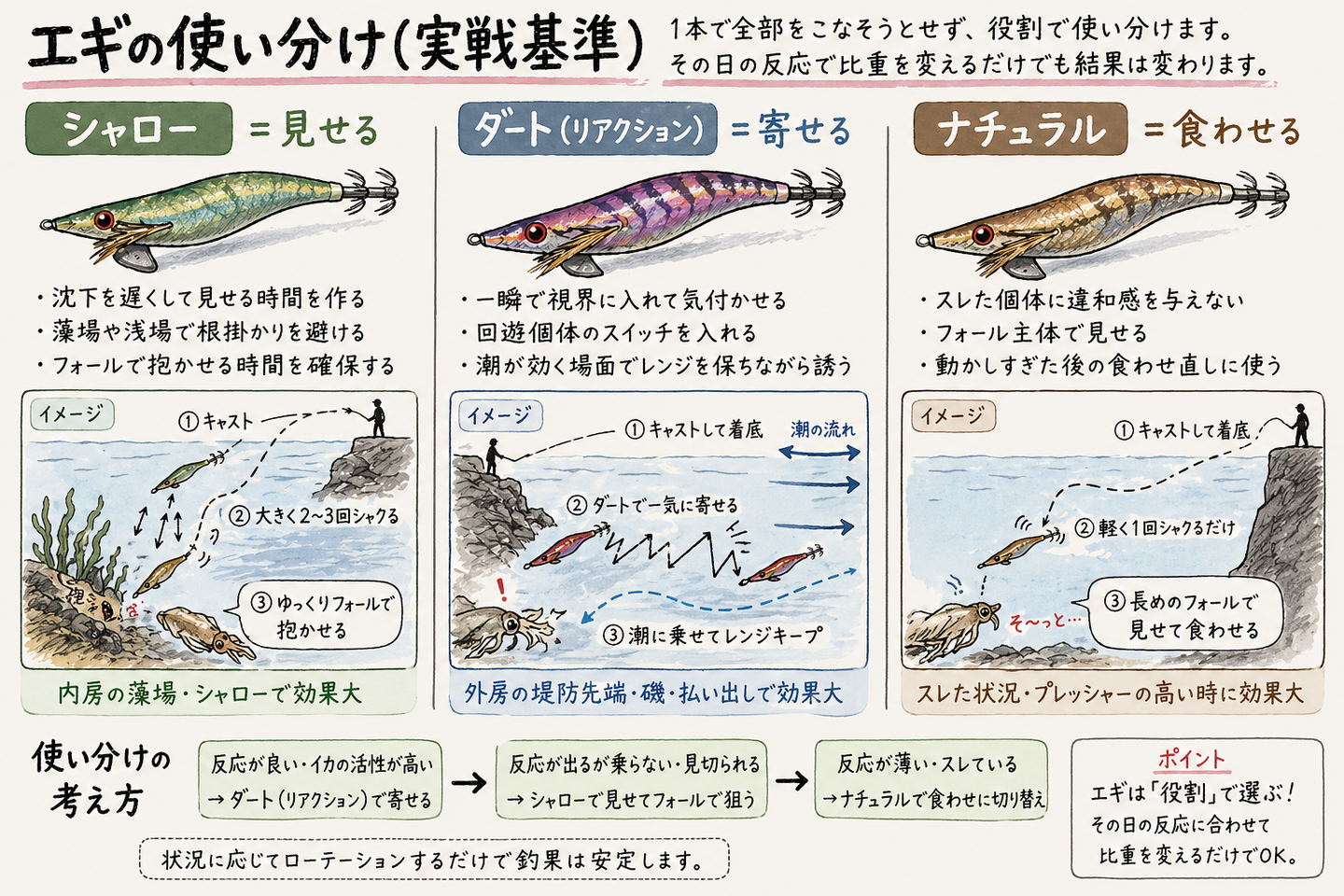 エギの使い分け（実戦基準）